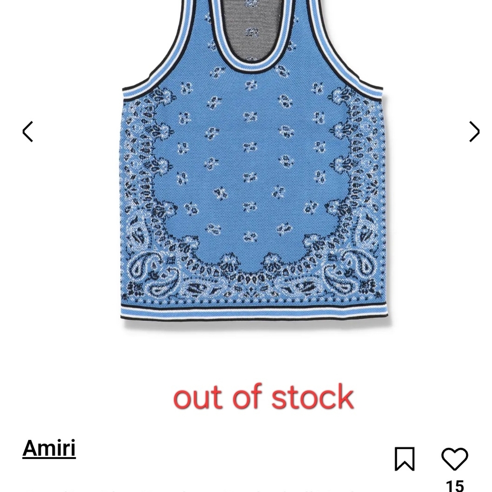 Amiri Blue Paisley Tank Top
